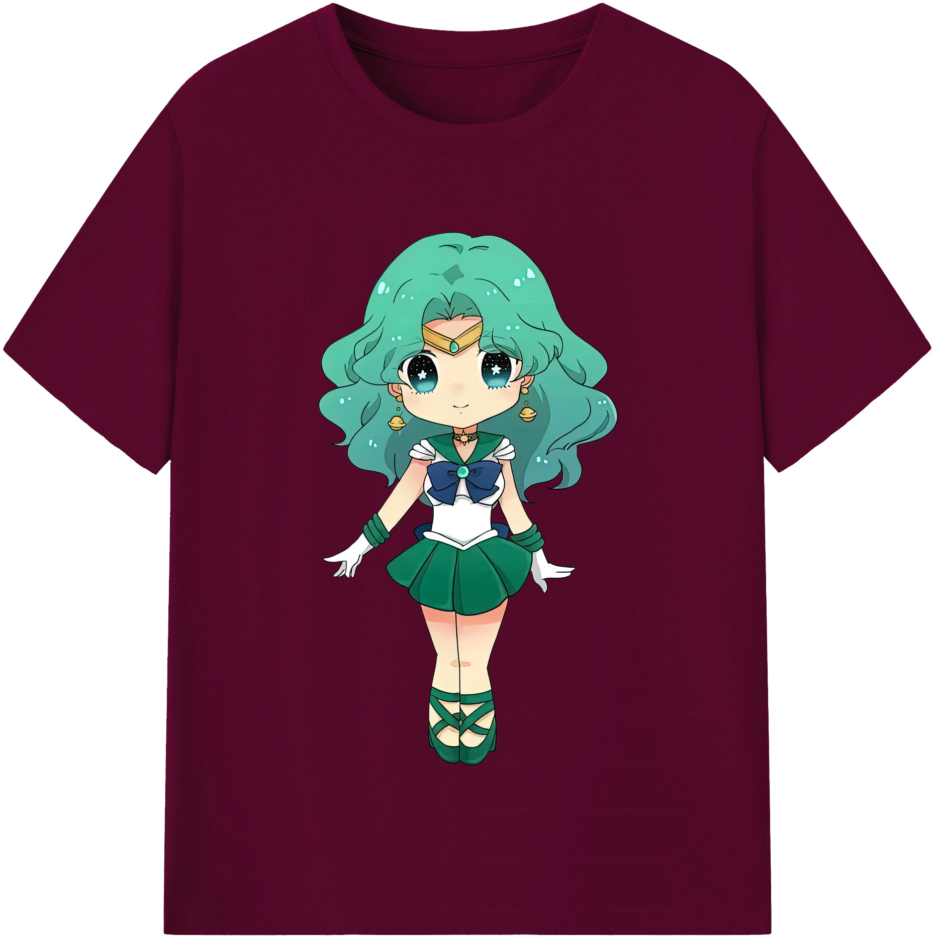 （画像用） 美少女戦士セーラームーン 海王 みちる（かいおう みちる） Sailor Moon Kaiou Michiru レディースカジュアルプリントTシャツ（綿100％）
